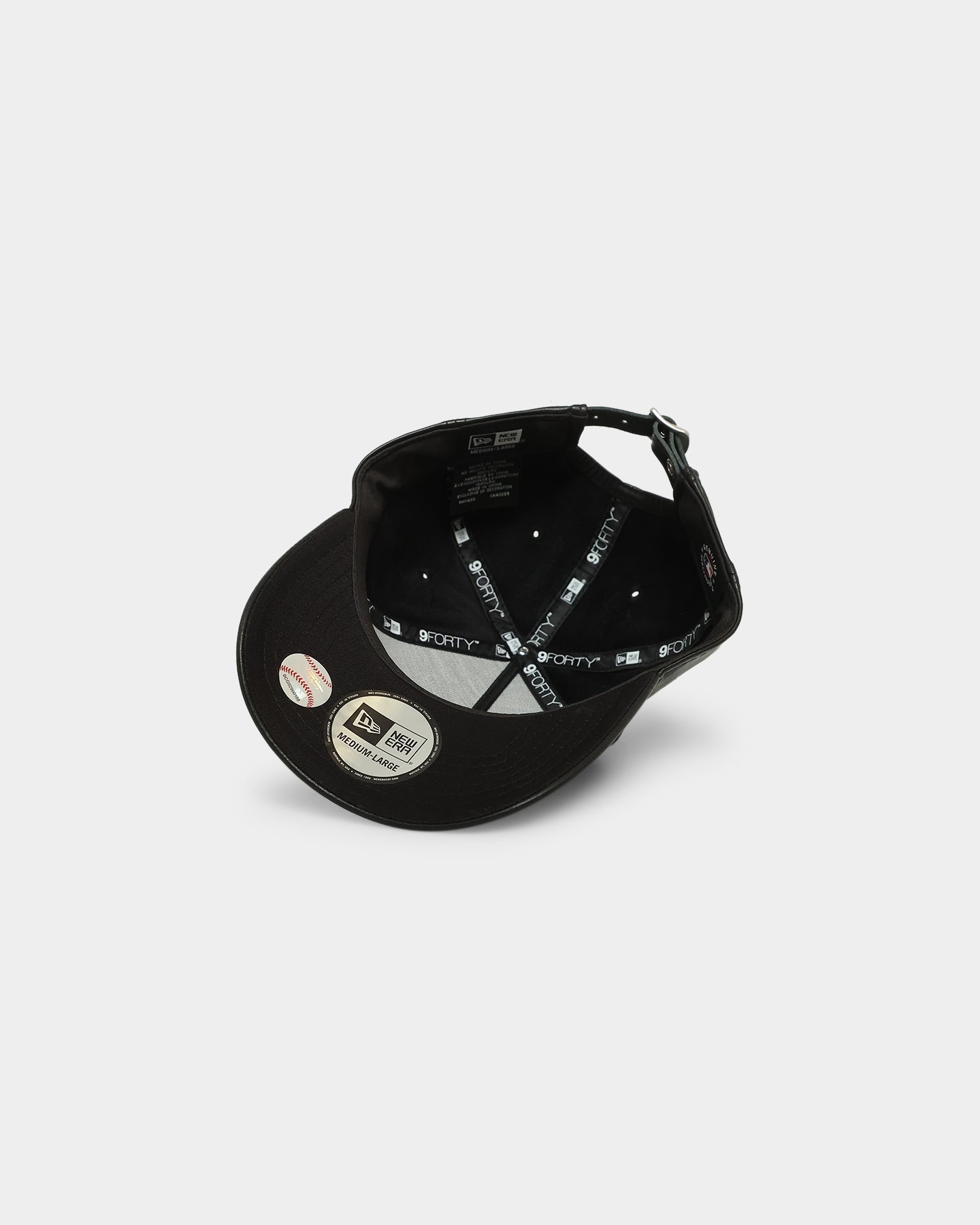 New Era New York Yankees 'PU Leather' 9FORTY K-Frame Strapback Black Leather