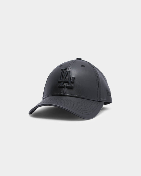 New Era Women's Los Angeles Dodgers PU Leather 9FORTY Strapback Black/Black